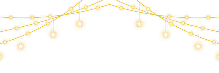 Christmas Lights Decoration Border Frame Glow on Transparent Background