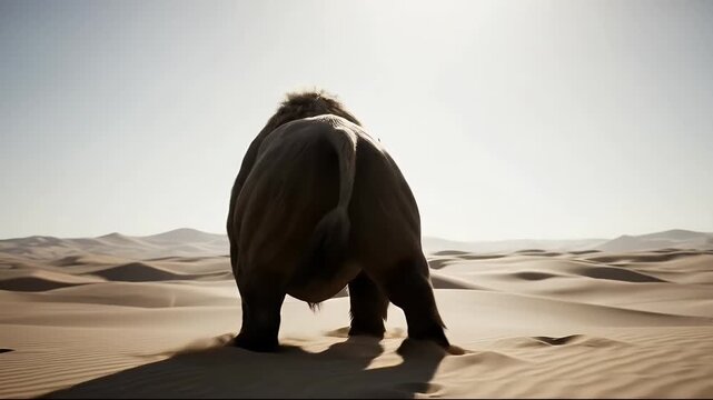 Majestic horned beast standing in a sunlit arid landscape