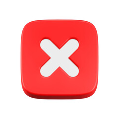 3d rendering icon cross mark red button