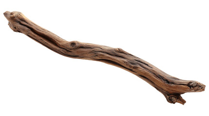 Fototapeta premium Smooth weathered driftwood with elegant curved shape and natural wood grain texture, isolated on transparent background