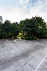 spring park and modern city