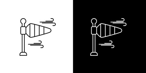 Wind Vane Outline Icon on Contrasting Background, Airflow Indicator