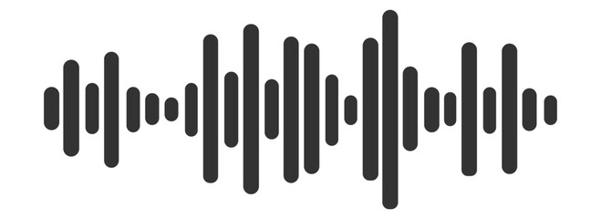 Black soundwave equalizer isolated on white background. Abstract music wave, radio signal frequency and digital voice visualisation. Audio sound symb .