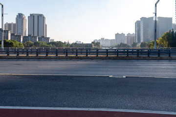 Empty urban road and buildings in the city