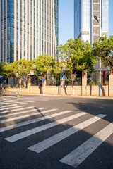 Empty urban road and buildings in the city