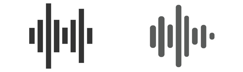 Black soundwave equalizer isolated on white background. Abstract music wave, radio signal frequency and digital voice visualisation. Audio sound symb .