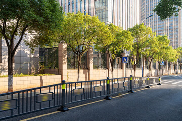 Empty urban road and buildings in the city