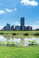 Fototapeta premium Lakeside modern office building in China