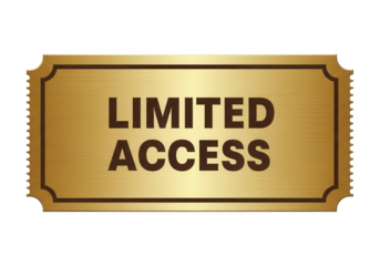 A golden limited access pass isolated on transparent background, granting entry to restricted areas or events