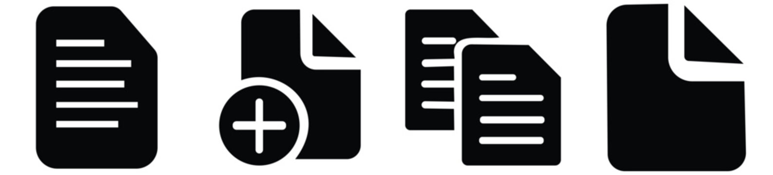 Attach document icon vector icons set in black and blue format 