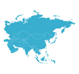 Asia Map Vector. Asia Continent Map Vector Illustration.