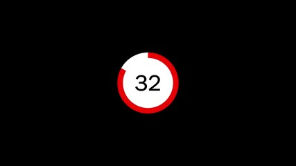 39 Seconds Countdown Timer Animation.Countdown timer from 39 to 0 seconds real time. Animated number 39 countdown graphic on black background with modern minimalist design.