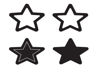 A dynamic collection of four star silhouette icons in beautiful black