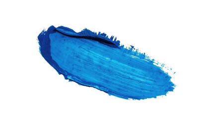 Fototapeta premium A vibrant stroke of blue paint against a clean white background creates a bold and artistic visual, displaying texture and movement through the application of the brush, producing a striking display.