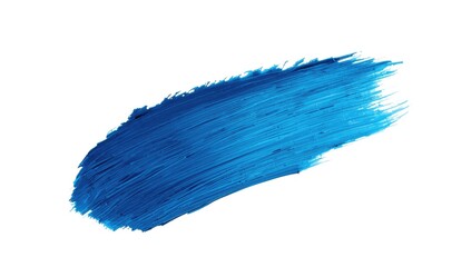 Vivid brushstroke of blue paint against a clean white background depicts a creative art style and abstract design, showcasing a bold and colorful illustration ideal for artistic elements, and graphic.