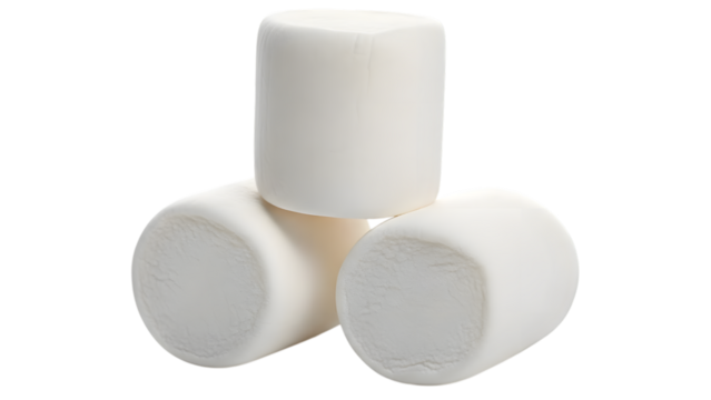 Stack of marshmallows close up isolated on transparent background