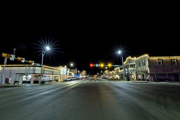 Downtown Fredericksburg Texas is all decorated for the Hill Country German heritage Christmas season, with all of the local shops decorated inside and out.