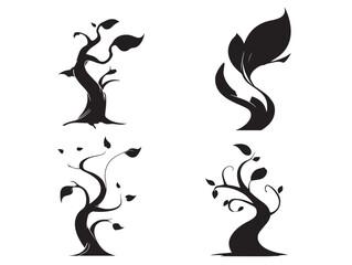 Fototapeta premium Elegant and Dynamic Vine Silhouette Vector Icons in Solid Black