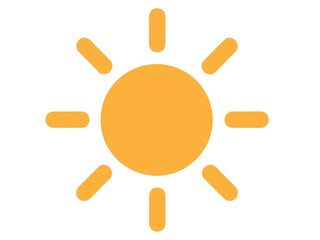 Simple orange sun icon isolated on white background