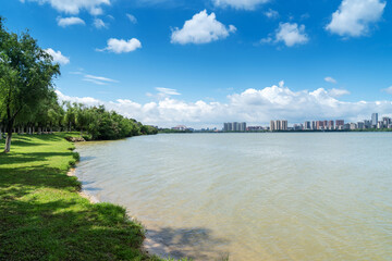 Lakeside modern office building in China