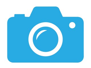 Simple blue camera icon isolated on white background