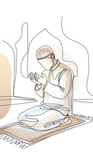 Serene muslim man praying in mosque illustration of islamic faith and spirituality