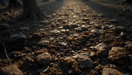 Textured Soil and Stones in Natural Light