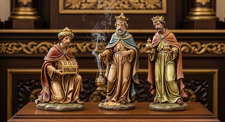 Three kings bring gifts, kings offer incense, kings celebrate epiphany