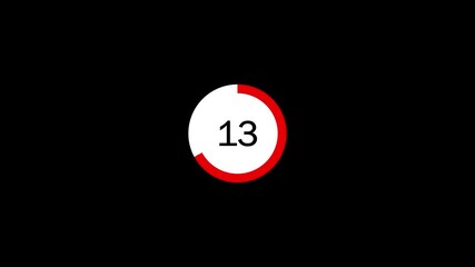 20 Seconds Countdown Timer Animation.Countdown timer from 20 to 0 seconds real time. Animated number 20 countdown graphic on black background with modern minimalist design.