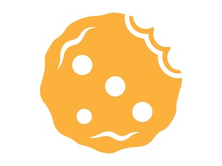 Bitten chocolate chip cookie icon isolated on white background