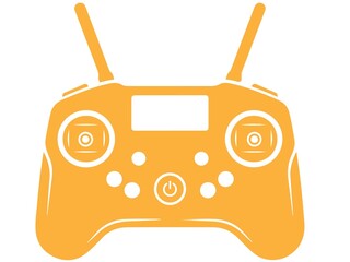Orange drone remote control transmitter icon isolated on white background