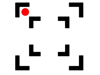 Focus target symbol with red dot isolated on white background