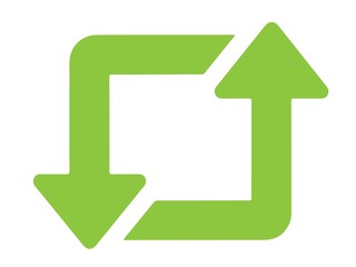 Green refresh or reload icon with two curved arrow