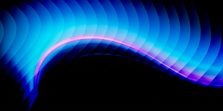 Neon glass spiral wave of transparent lines with blue brown gradient on dark 3d background. Abstract dna structure for science technology design. Futuristic graphic render wallpaper. 3D illustration