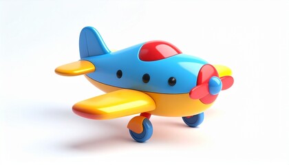 3d icon of toy aircraft illustration on a clean white background, representing air travel and flight