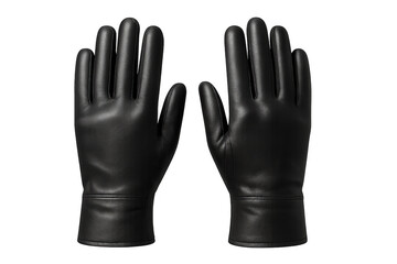 Obraz premium Black leather gloves pair, protecting hands, creating warmth and fashion statement, isolated on transparent background