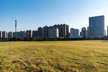 spring park and modern city