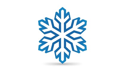 Blue geometric snowflake symbol with shadow. Winter season and Christmas holiday concept. Cold weather icon for decoration and graphic design.