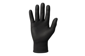 Obraz premium Black protective glove, palm facing forward. Representing safety, clean work, and care for hands. Transparent background
