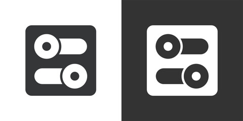 Dual Toggle Switches icon. Solid glyph series icon