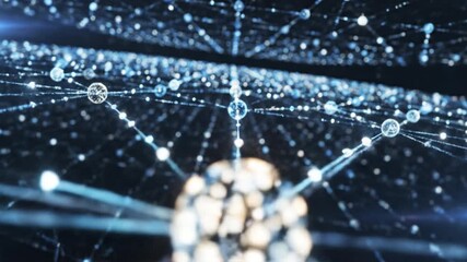 Network connection digital communication with glowing nodes and lines in dark space representing futuristic data flow technology and complex network node line visualization for advanced communication - Powered by Adobe