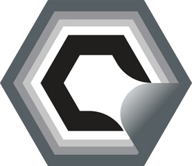 Geometric hexagon logo sticker peel