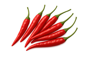 Red chili peppers providing a spicy flavor, fresh ingredient for cooking, hot vegetable with transparent background