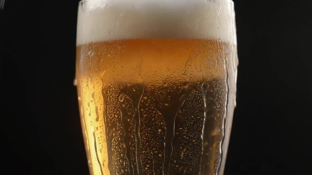 Refreshing Glass of Beer with Frothy Head A Close-Up View of the Cold Brew