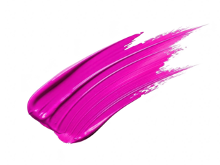 Vibrant magenta pink lipstick or cosmetic paint brush stroke swatch smear isolated on transparent background