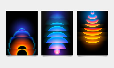 Retro Futurism 3D Elements: Iridescent Geometric Shapes and Chrome Ring