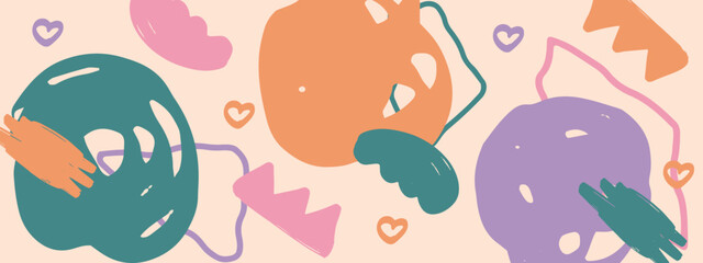 Abstract Hand-Drawn Art Background with Playful Forms