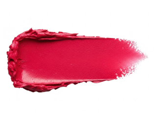 Vibrant red lipstick smear swatch texture isolated on transparent background for cosmetic product beauty advertisement