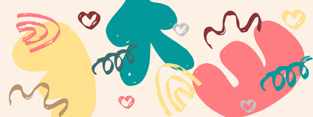 Vibrant Hand-Drawn Art Background with Abstract Playful Forms