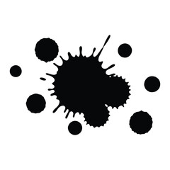 Bold black ink splash with fluid drops, perfect for creative design elements